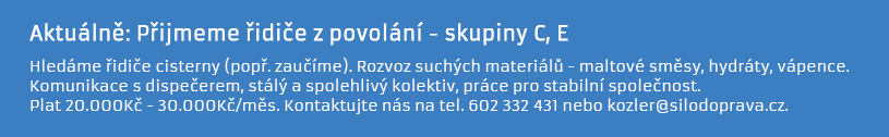 Hledáme řidiče cisterny - skupiny C,E stálý úvazek